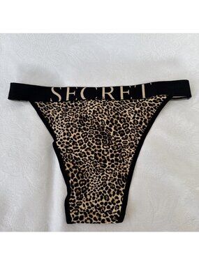 VICTORIA'S SECRET M FRENCH CUT BRAZILIAN CHEETAH THONG PANTIES COTTON NWT